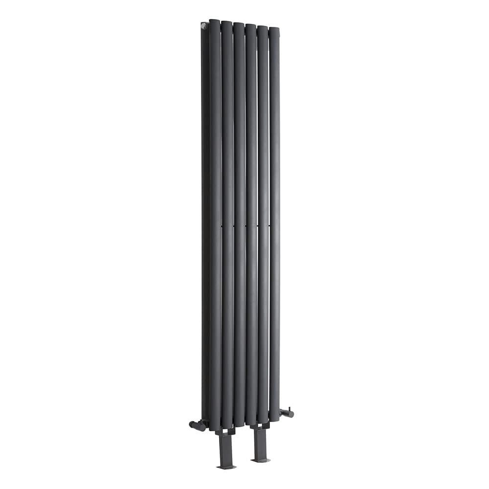 Milano Anthracite Aruba Vertical Double Oval Panel Radiator Feet - 1780Mm X 354Mm