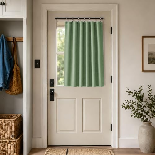 Image of KOUFALL Bathroom Curtains Window, Short Blackout Boho Curtain for Bedroom, Wide 34 x Long 24 Inch, Sage Green