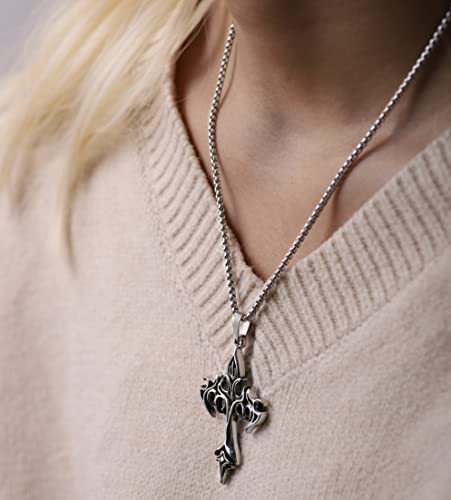 Sacina Gothic Cross Necklace, Goth Emo Punk Grunge Necklace, Costume Jewelry, Halloween Christmas Goth Jewelry Gift for Women3