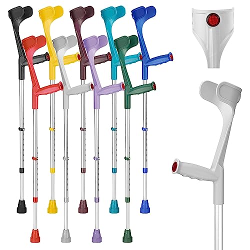 Ossenberg Classic Open Cuff Ergonomic Grip Elbow Crutch – Grey – Single | Lightweight Height Adjustable Economy Comfort Coloured Forearm Crutch for Adults Men & Women Mobility and Walking Aid