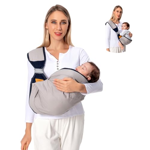 baby sling carrier baby carrier newborn to toddler7-45lbs toddler carrier with safety buckle one shoulder adjustable shoulder strap one size fits all grey