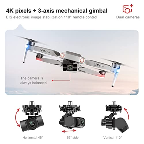 Ficha técnica EIS Drone con cámara 4K para adultos, gimbal anti-vibración de 3 ejes, GPS, WiFi 5G, altitud fija, seguimiento automático, retorno a casa, motor sin escobillas gris - Fernando Cortés