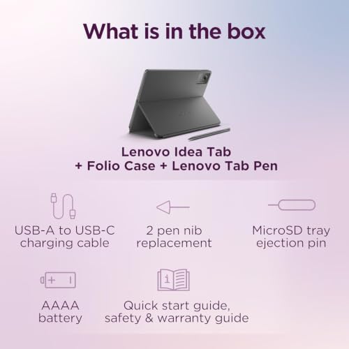 Image of Lenovo 11″ Idea Tab, 2.5K IPS Touchscreen, 90Hz, MediaTek Dimensity 6300, 8 GB Memory, 256 GB Storage, Student Tablet, Tab Pen and Folio Case