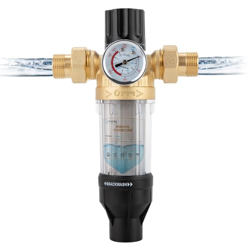 Rückspülfilter mit Druckminderer Rückspül-Schutzfilter fließender Feinfilter,Vorfilter mit Manometer,Hauswasserstation Filter