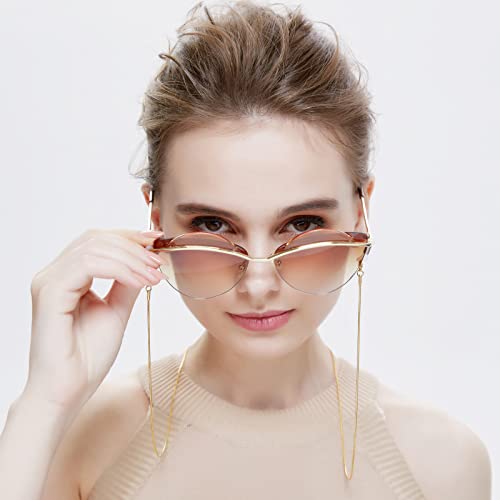 OCR Eyeglasses Chain, Face Masks Lanyard Chain, Stylish Sunglasses Lanyard Chains Glasses Strap, Elegant Eyewear Retainer Chain for Women (Gold) - Thumbnail 3