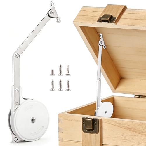 Acedee Soft Close Toy Box Hinges 1 Pack Zinc Alloy Heavy Duty Lid Support Universal Design Reversible Mounting Smooth Quiet Lid Stay for Wooden Box