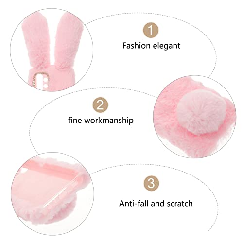 Cute Fluffy Girly Case For Samsung Galaxy A32 5G Bunny 3D Furry Kawaii Kid Gift 3D Stuffed Plush Cover Women Soft Rabbit Fur Phone Shell Animal Protective Case For Samsung A32 5G Pink #TOP2