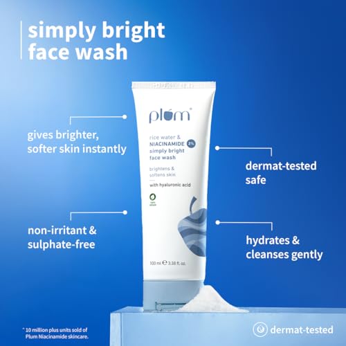 Image of Plum Niacinamide Brightening Skincare Routine Combo | Oil-Free Hydration, Oil Control & SPF 50 PA++++ Protection | Face Wash 100ml, Serum 15ml, Moisturiser 50g & Sunscreen 50g