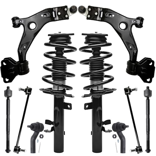 Image of Detroit Axle - 10pc Front End Suspension Kit for 2014-2019 Ford Escape, Lower Control Arms w /Ball Joint Struts & Coil Spring Sway Bars Tie Rod Ends 2015 2016 2017 2018 Replacement