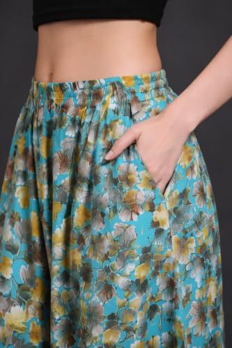 Image of Viscose Rayon Flared Printed Plazzo Palazzo Pants, Loose /Relaxed Fit Regular, Office Wear, Casual Wear Comfortable, Trouser Pants for Girls & Women Black Kerri Design (S to 3XL Size)