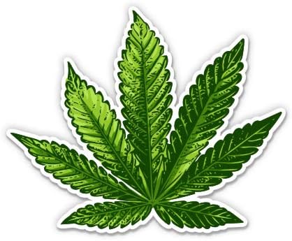 Weed Leaf Marijuana Canabis - 3" Vinyl Sticker - for Car Laptop I-Pad Phone Helmet Hard Hat - Waterproof Decal