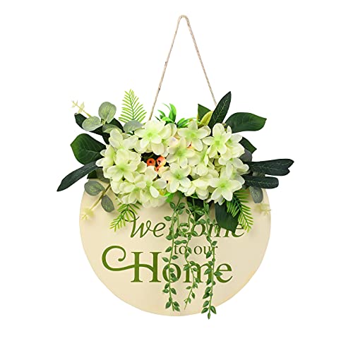 Welcome Sign for Front Door Round Wood Sign Front Door Decor Outdoor Welcome Signs For Porch Hanging Welcome Home Sign for Farmhouse Porch Four Seasons