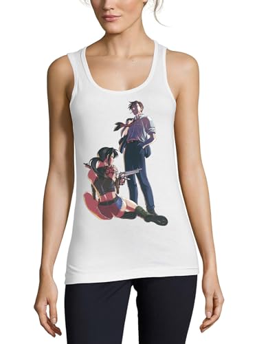 Camiseta sin mangas de algodón blanco Atspauda Anime 10 para mujer