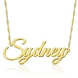 Yofair Custom Name Necklace Personalized 18K Gold Plated Nameplate Pendant Gift for Women