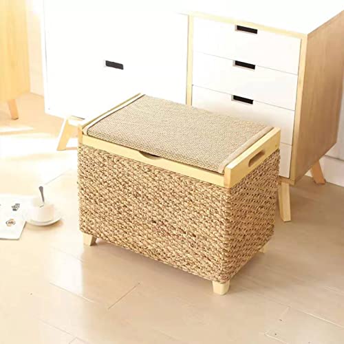 Handgewebte Rattan-Aufbewahrungs-Ottomane, multifunktionaler...