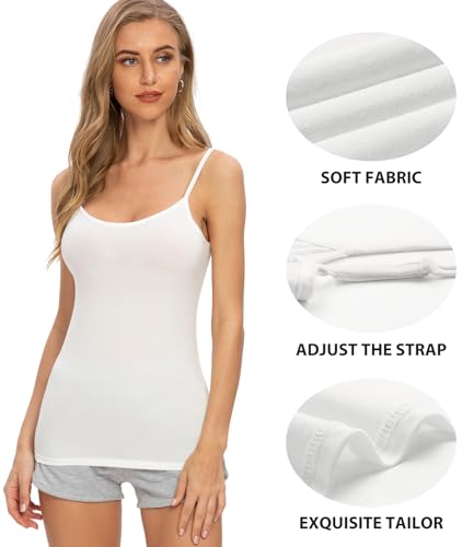 AMVELOP 2-4 PCS Camisole for Women Casual Sleeveless Layer Undershirt Adjustable Spaghetti Strap Tank Top Outfit3