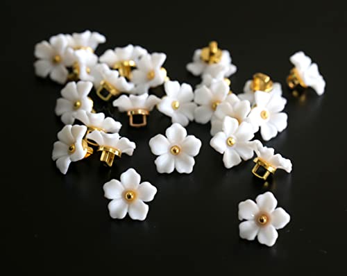Ganssia Flower Buttons For Sewing Plastic Craft Button 13Mm(0.52 Inch) Pearl White Yellow 3 Colors Mix Pack Of 30Pcs #TOP1