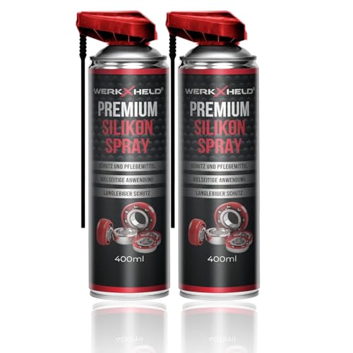 2x WerkXheld Silikonspray Gleitspray 400ml Premium Schmieröl Kriechöl & Sprühfett - Laufband Öl Silicone Spray Silikonfett für Dichtungen Kunststoff Gummi Holz & Metall