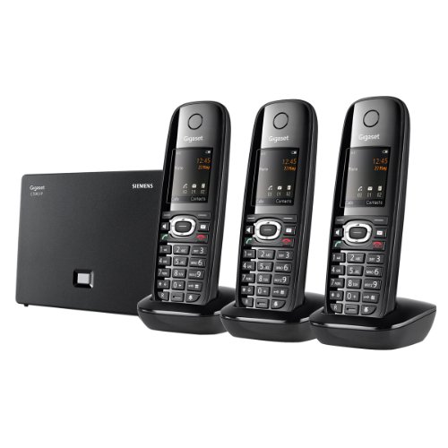Gigaset C590IP Trio Schnurlostelefon VoIP, 3 Mobilteile, Schwarz
