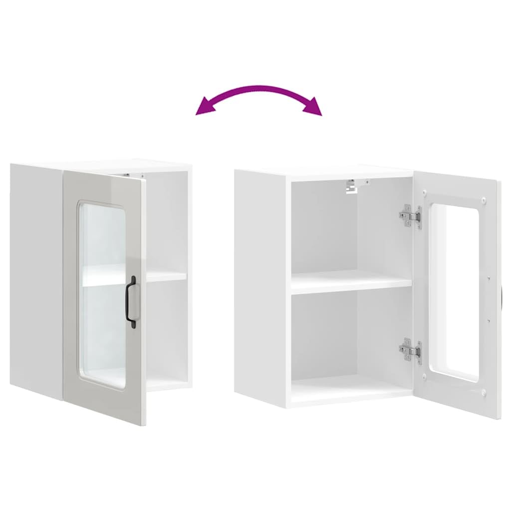 vidaXL Pensile da Cucina con Porta in Vetro Kalmar Bianco Lucido