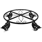 Desiubmn Plant Caddy with Wheels, 12' Metal Round Planter Caddies Plant Rollers Heavy Duty, Wheeled...