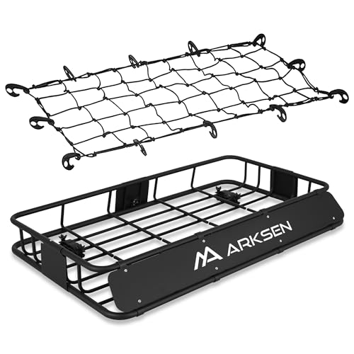 ARKSEN 30 x 50 x 6 Inch Universal Extra Wide 150LB Heavy Duty Roof Rack Cargo with Cargo Net, Car Top Luggage Holder Carrier Basket for SUV, Truck, &