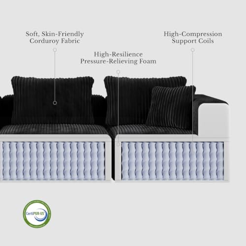 Image of Maywish Boneless Couch L Shaped, Sectional Sleeper Sofa Bed, Modular Sofa | 141.6 inchLx106.2 inchW, 6-Piece 35.4-Inch Square Small Couch, Supports Up To 300 lbs Per Seat, 9 Throw Pillows Included, No Assembly