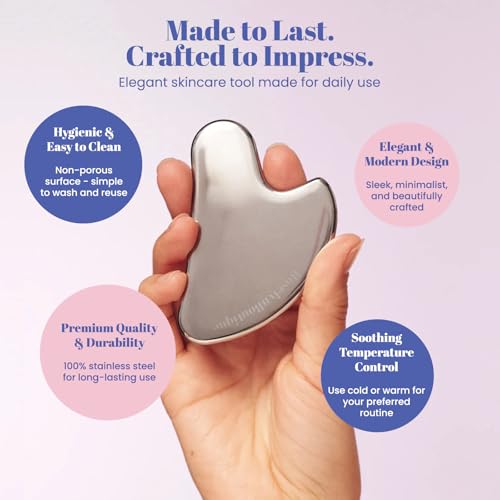 Image of ROSELYNBOUTIQUE Gua Sha Facial Tools & Stainless Steel Face Roller | Daily Skincare Routine