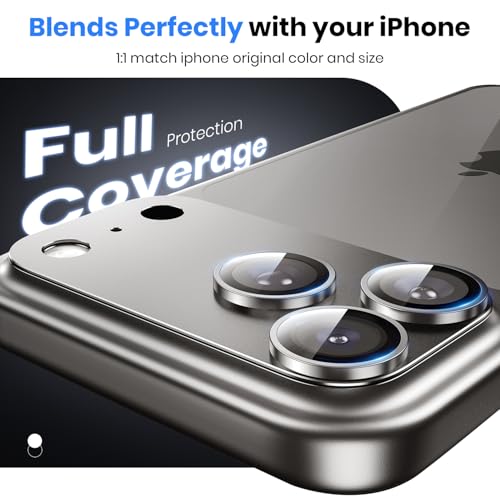 Image of Hoerrye for iPhone 17 Pro Max Camera Lens Protector - [12FT Shatterproof Military Grade] [Strong Adsorption] Metal 9H+ Tempered Glass Camera Screen Full Protective Cover Case Friendly,Gray