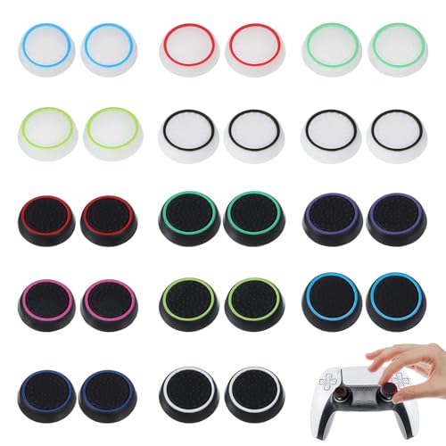 28PCS Bunt Joystick Kappen Controller Stick Aufsätze Aufsätze Schutzkappen Thumbsticks Grips Caps Joystick-Schutz Aufsätze für PS5 PS4 PS3 Switch Pro Controllern