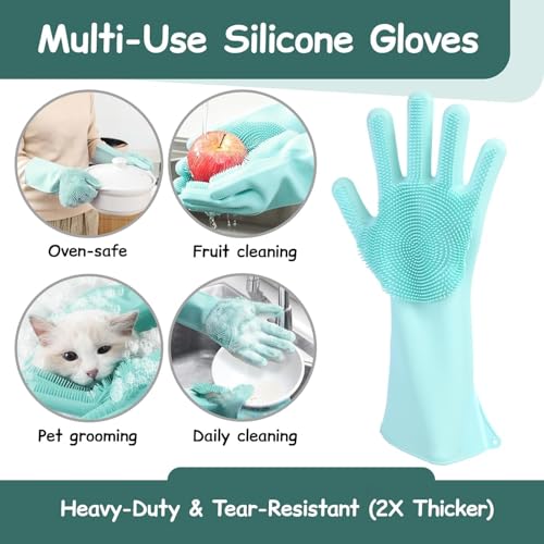 Image of Pet Glove, Grooming Tool, Furniture Pet Hair Remover Mitt (Bright Green)