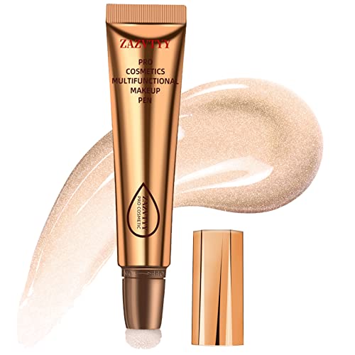 Highlighter Beauty Wand, Shimmer Liquid Face Highlighter, Smooth Creamy Liquid Highlighter Stick With Soft Cushion Applicator Long Lasting & Waterproof Blendable Natural Face Blush Makeup Pen, 0.53Oz (04#) #TOP19