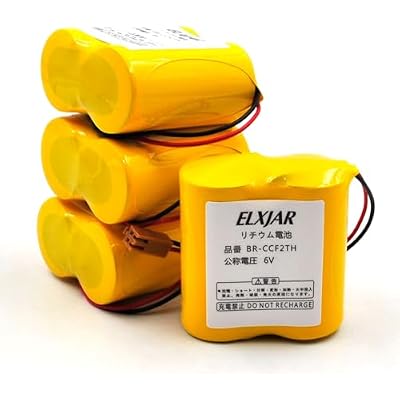 (4-Pack) BR-CCF2TH 6V Lithium Replacement Battery for Fanuc oi Mate Model-D, Panasonic Controls, PLC Computer Ge Fanuc A06 Series A98l-0001-0902, BR-CCF2TE CNC Coaster (Cutler Hammer), Brown Connector