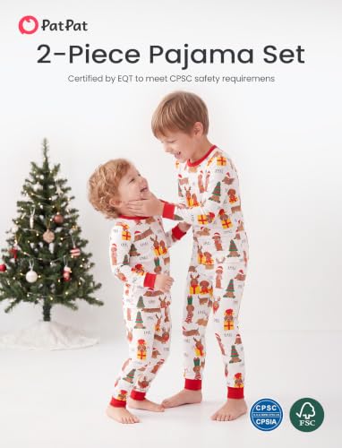 Image of PATPAT Toddler & Kids Pajama Sets with Bamboo Viscose, Snug Fit Pjs for Girls, All-Season Comfort Sleepwear, Ages 2-12 Years