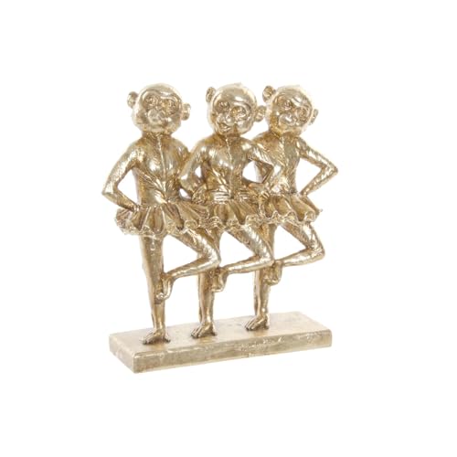 Statue singes danseurs dorés objet déco moderne résine 23cm - 2