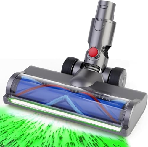 Cepillo Motorizado para Dyson V6 Animal, V6 Fluffy, DC58, DC59, DC61, DC62, DC74 con Luz LED Verde, Cepillo Motorizado con Rodillo para Suelos Duros y Alfombras de Pelo Corto