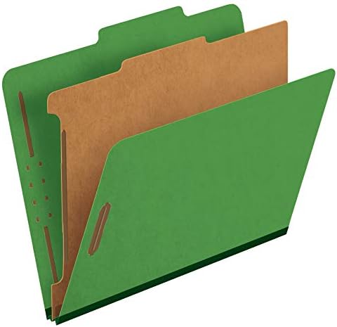 Pendaflex® Classification Folders, 1 Divider, 2" Fasteners, Letter, Dark Green, 10/Box (23733P)