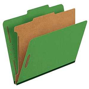 Pendaflex® Classification Folders, 1 Divider, 2″ Fasteners, Letter, Dark Green, 10/Box (23733P)