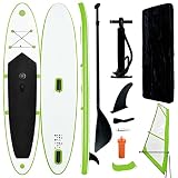 vidaXL Ensemble de Planche Sup Gonflable avec Voile Planche à Rame Pagaie Surf Increvable et Résistant aux UV Hommes Extérieur Vert et Blanc