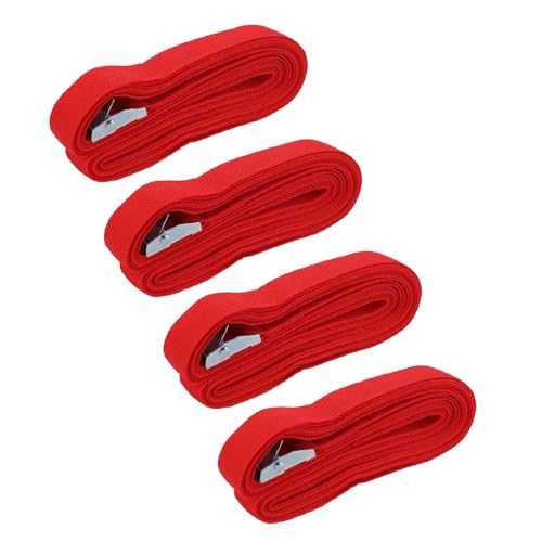 Locadence 4pcs cinghie per bagagli, cintura per valigia pesante, cinture da viaggio portatili regolabili, cinghia elastica del trasporto multifunzionale per campeggio (Rosso)