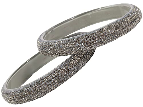 Image of NMII Glass with Zircon Gemstone and Glitter Kada Set For Women and Girls