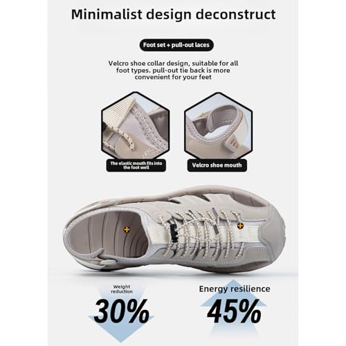 Men's Platform Hiking Sandals with Arch Support Lightweight Breathable Non-slip Closed Toe Adjustable Hook Loop Lace-up Sport Sandals for Summer Daily Casual Wear3