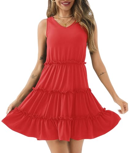 Image of PerZeal Women's 2026 Summer Dress Casual Sleeveless Boho Beach Vacation Outfits Mini Sundress