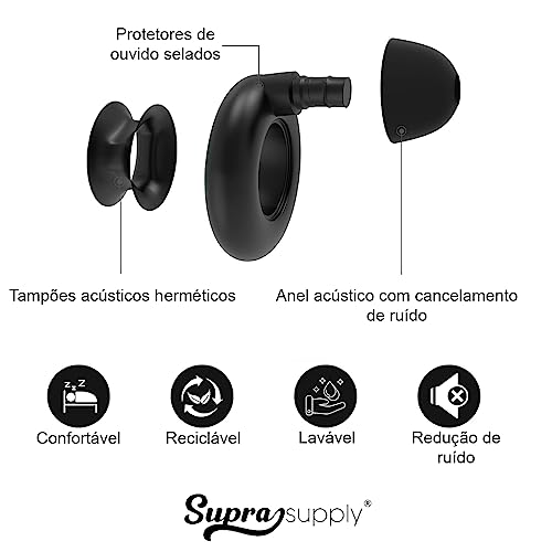 Protetor de Ouvido Abafador Som Para Prática de Esportes Domir Estudos Redução Sonora (Preto)