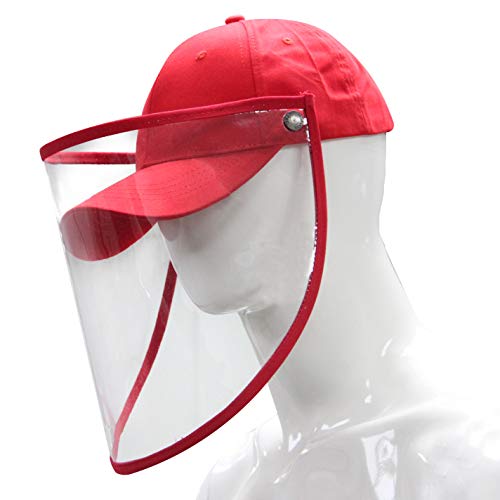 Letusto Safety Shield Baseball Hat With Protective Visor Anti Spitting Splash, Easily Removable For Cleaning And Sanitizing Cap(Red) #TOP1