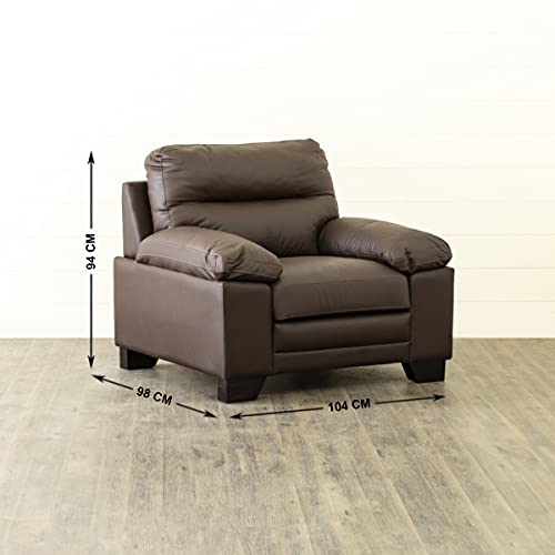 Image of Home Centre Whinchister Brown Solid Faux Leather 1-Seater Sofa - 104cm