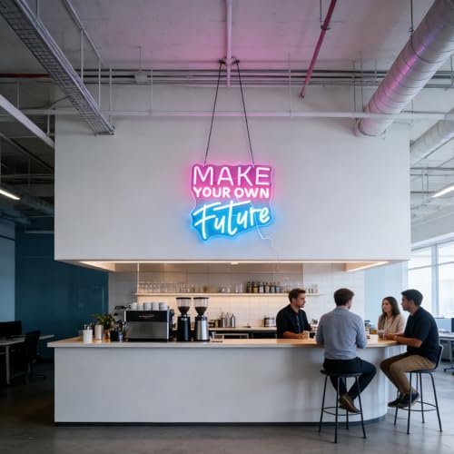 Image of inchMake Your Own Future inch Neon Sign, Feminine Motivational Neon Light for Women Girls Room, Inspiring LED Wall Art, Dimmable USB Decor with Hanging Kit, Empowering Gift for Her