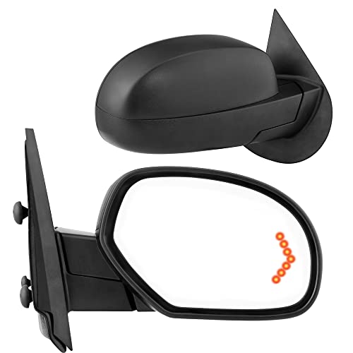 AUTOSAVER88 Towing Mirrors Compatible with 2007-2013 Chevy Silverado GMC Sierra 1500 Yukon 2500, Power Adjustable Tow Mirror Pair Set with LED Arrow Signal Puddle Light Folding