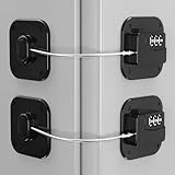 Refrigerator Lock - Heavy Duty Fridge & Cabinet Lock, Keyless Combination Lock for Drawers, Ovens, Trash Cans, and More | Easy Install | Black (2-Pack)