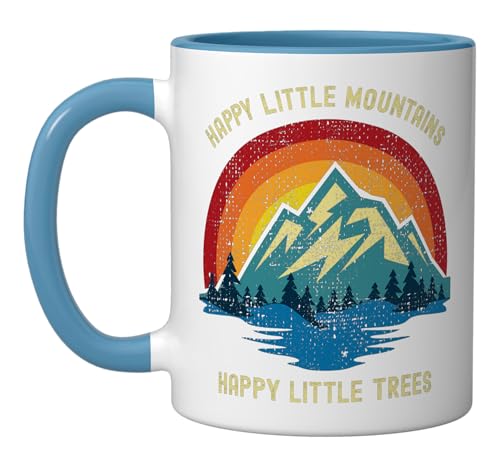 Happy Little Trees Mountains Bob Style Vintage Retro Nature Ceramic